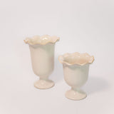 Ceramic Ruffle Pedestal Vase - 2 Sizes