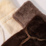 Faux Fur Wine Bag - Brown