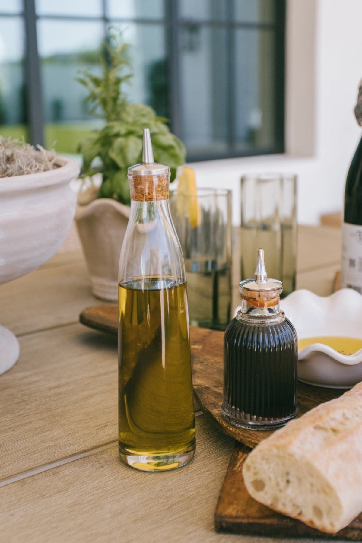 Glass Cruet with Stainless Steel Pour Spout
