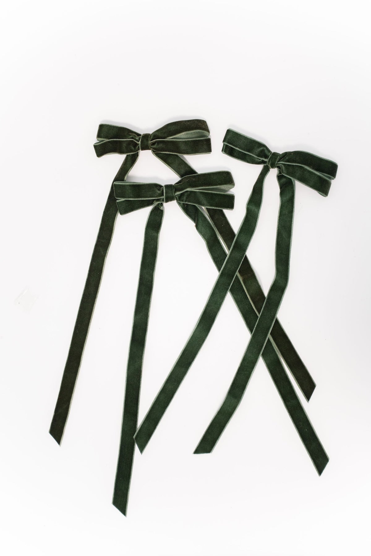 Velvet Bows - Green - Set of 3