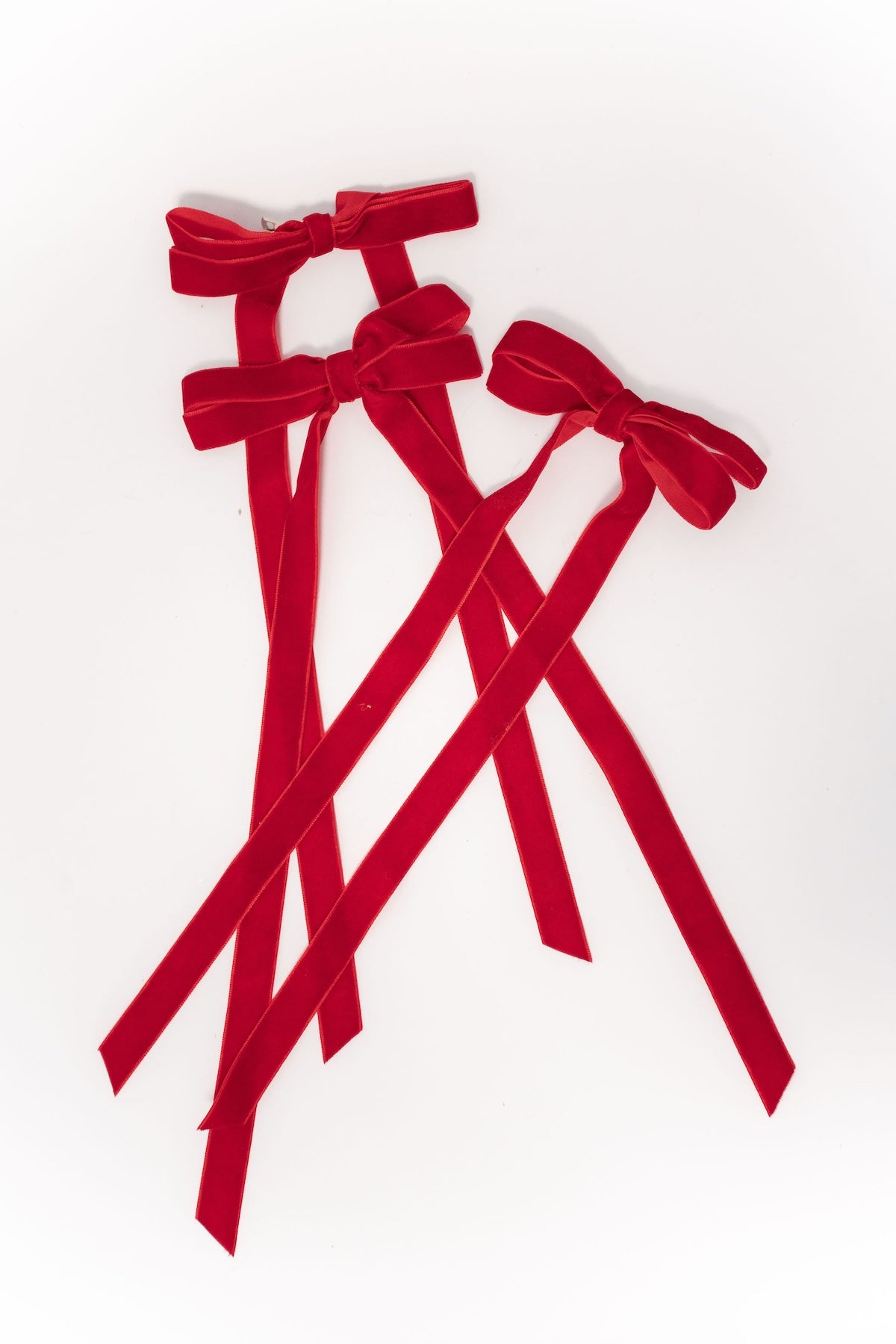 Velvet Bows - Red - Set of 3
