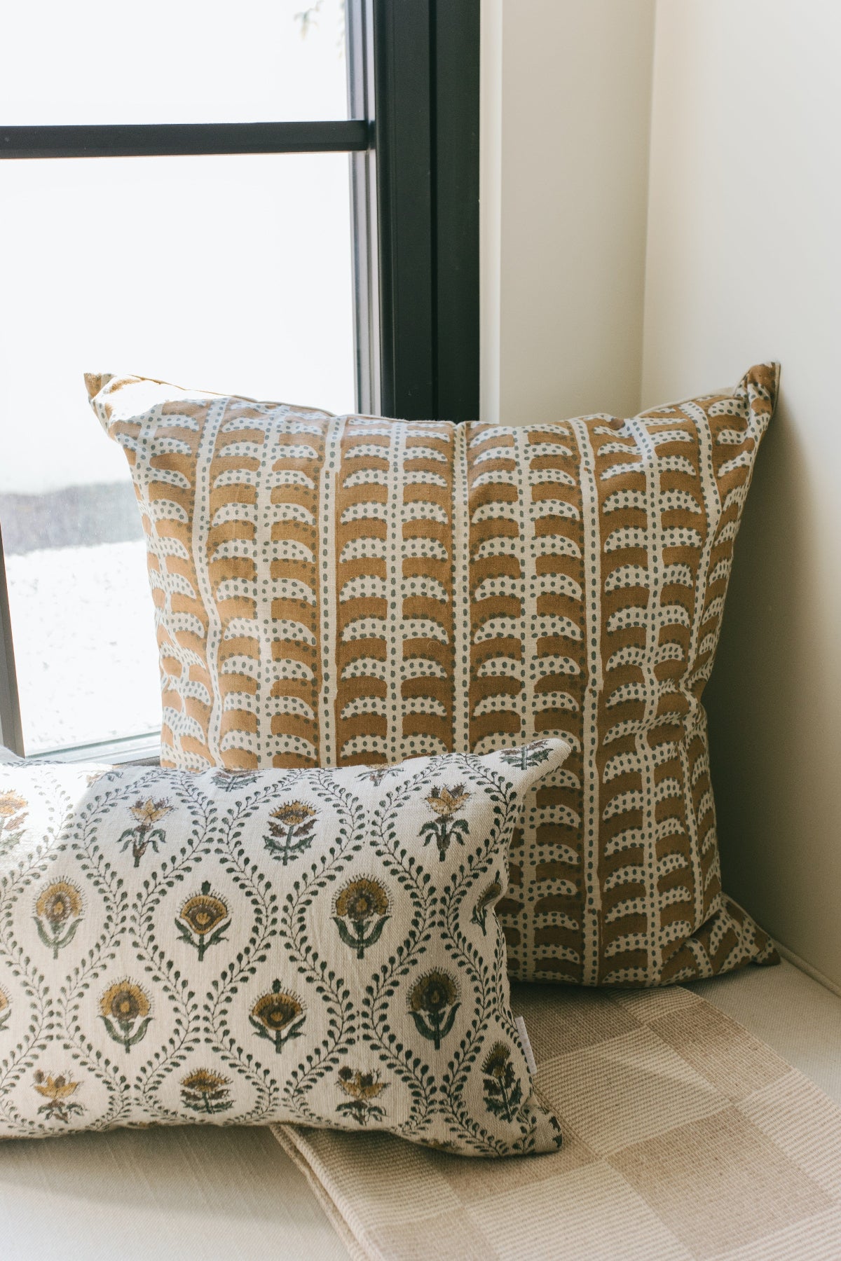 Block Print Linen Blend Pillow - 24