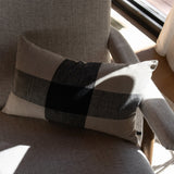 Raquel Plaid Lumbar Pillow - Beige + Black - 21"x13"