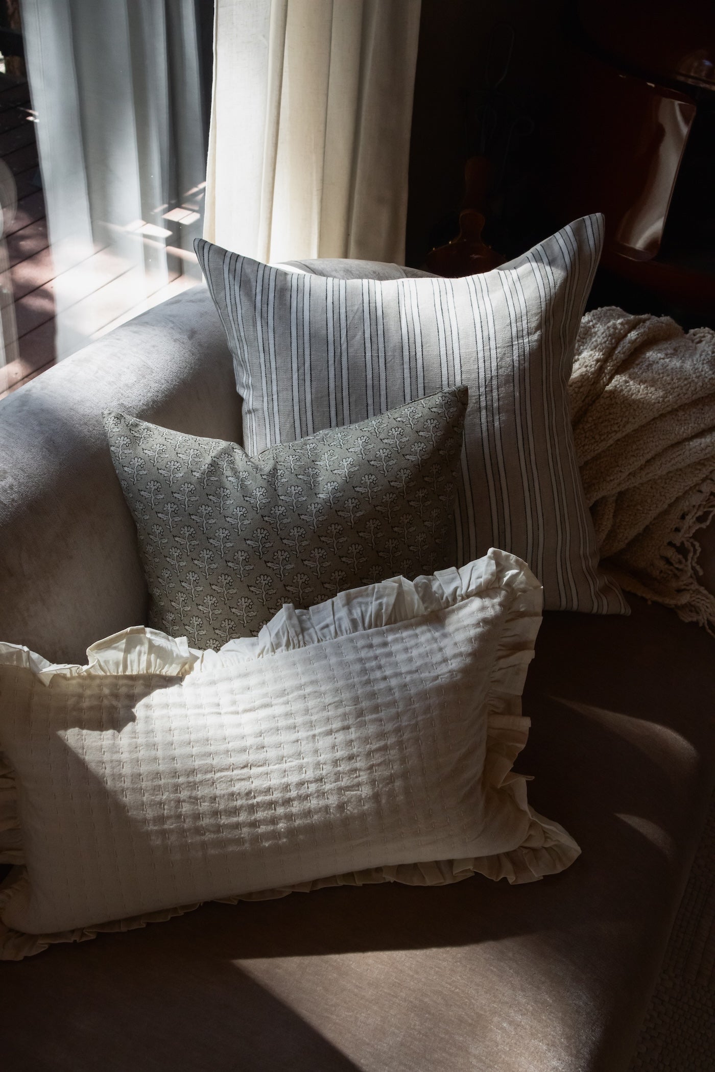 Dreamer Floral Pillow - Soft Sage - 18