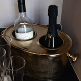 2-Bottle Metal Wine Holder - Gold