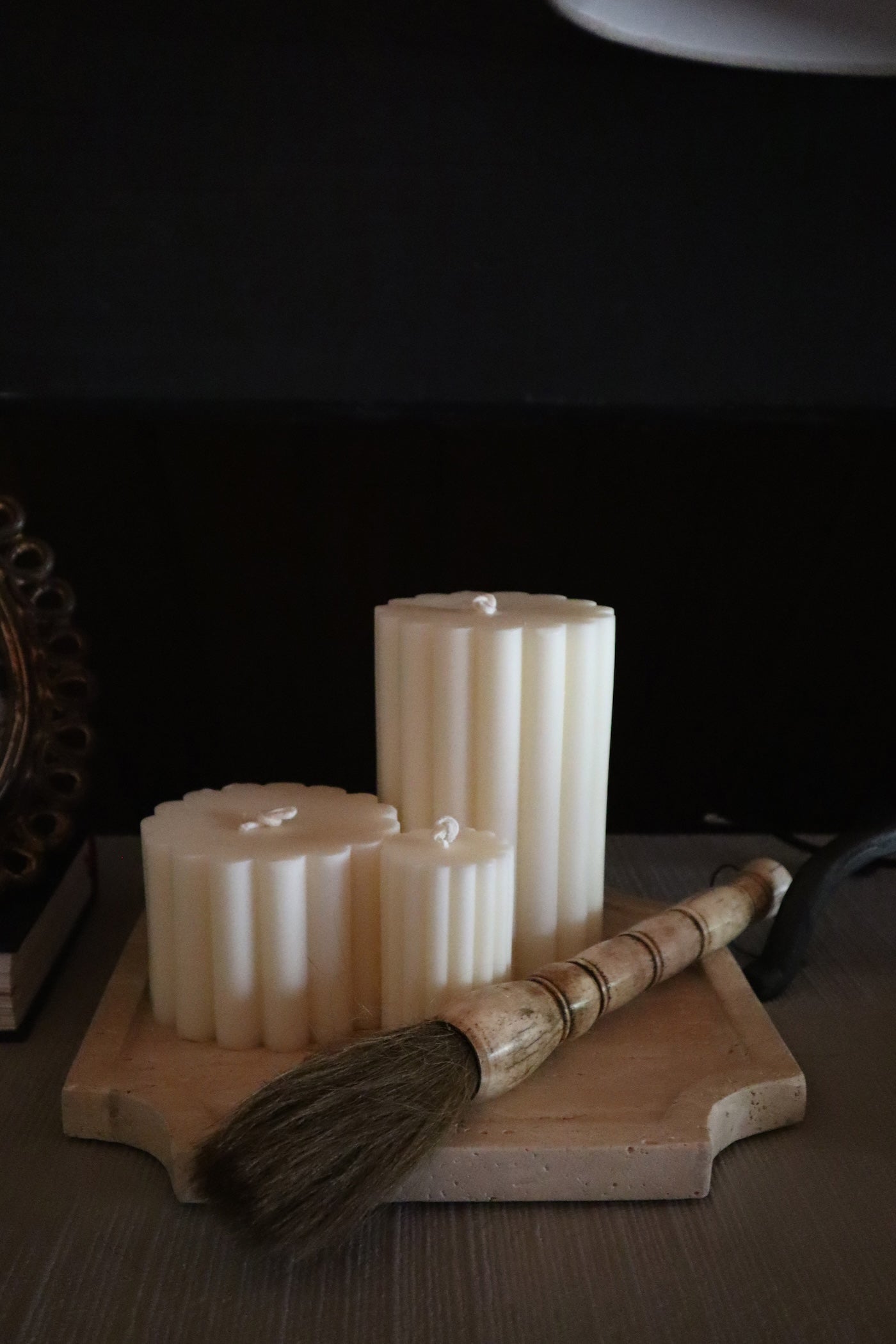 Fluted Pillar Candles - Set of 3