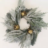 Flocked Pine Mini Wreath with Bells - 15"