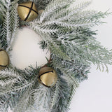Flocked Pine Mini Wreath with Bells - 15"