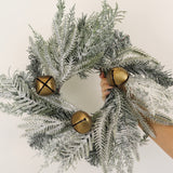 Flocked Pine Mini Wreath with Bells - 15"