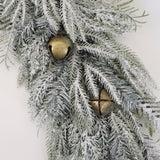 Flocked Pine Swag with Bells - 29"