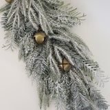 Flocked Pine Swag with Bells - 29"