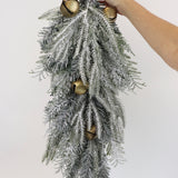 Flocked Pine Swag with Bells - 29"