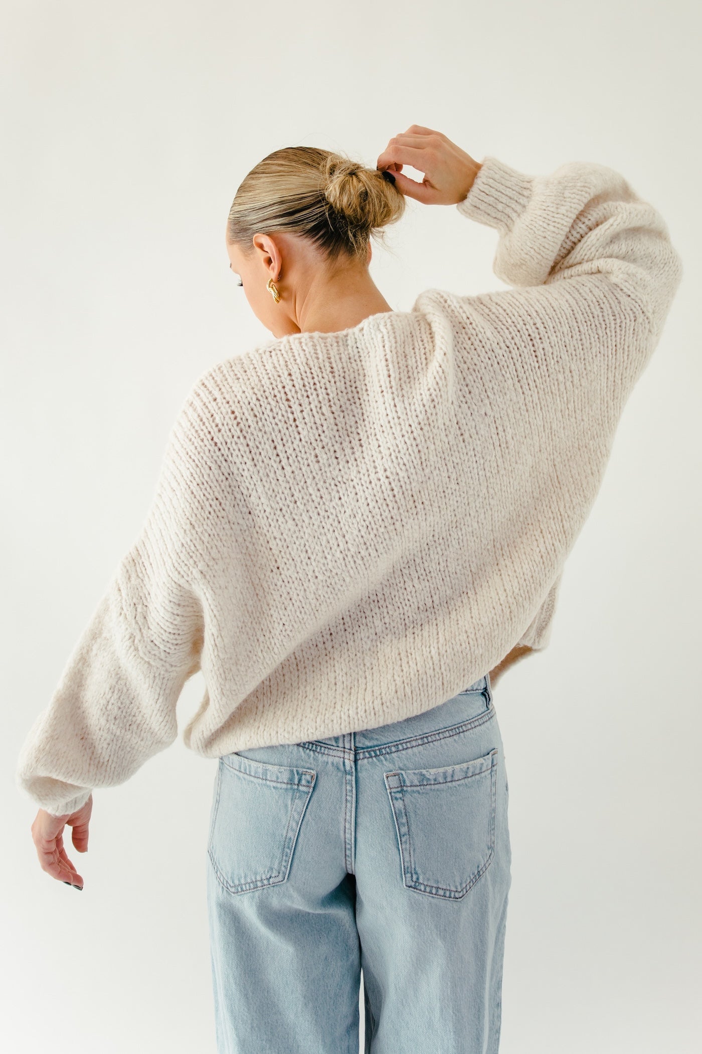 Jeanette Tie Up Sweater - Cream