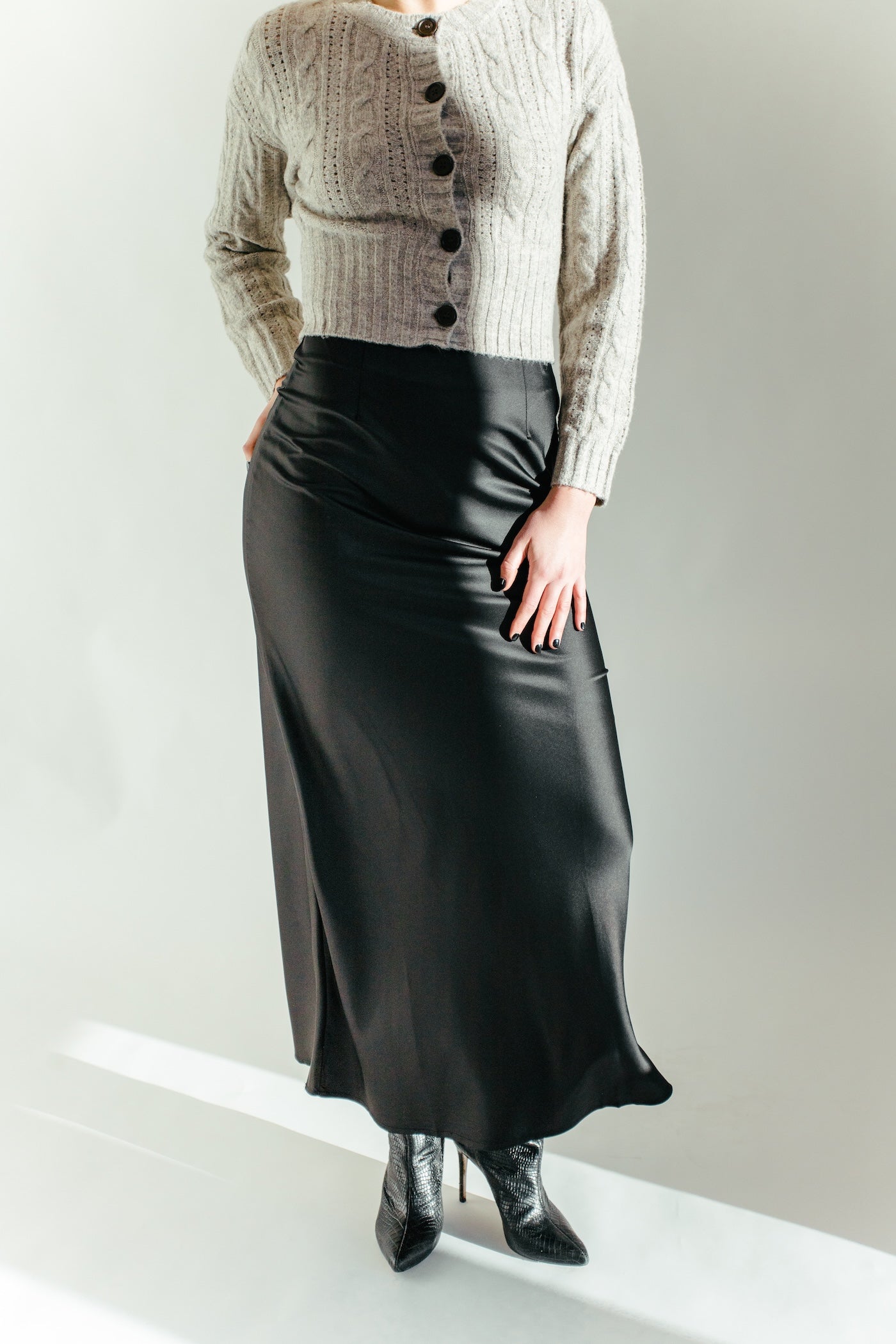 Silky Dreams Maxi Skirt - Black