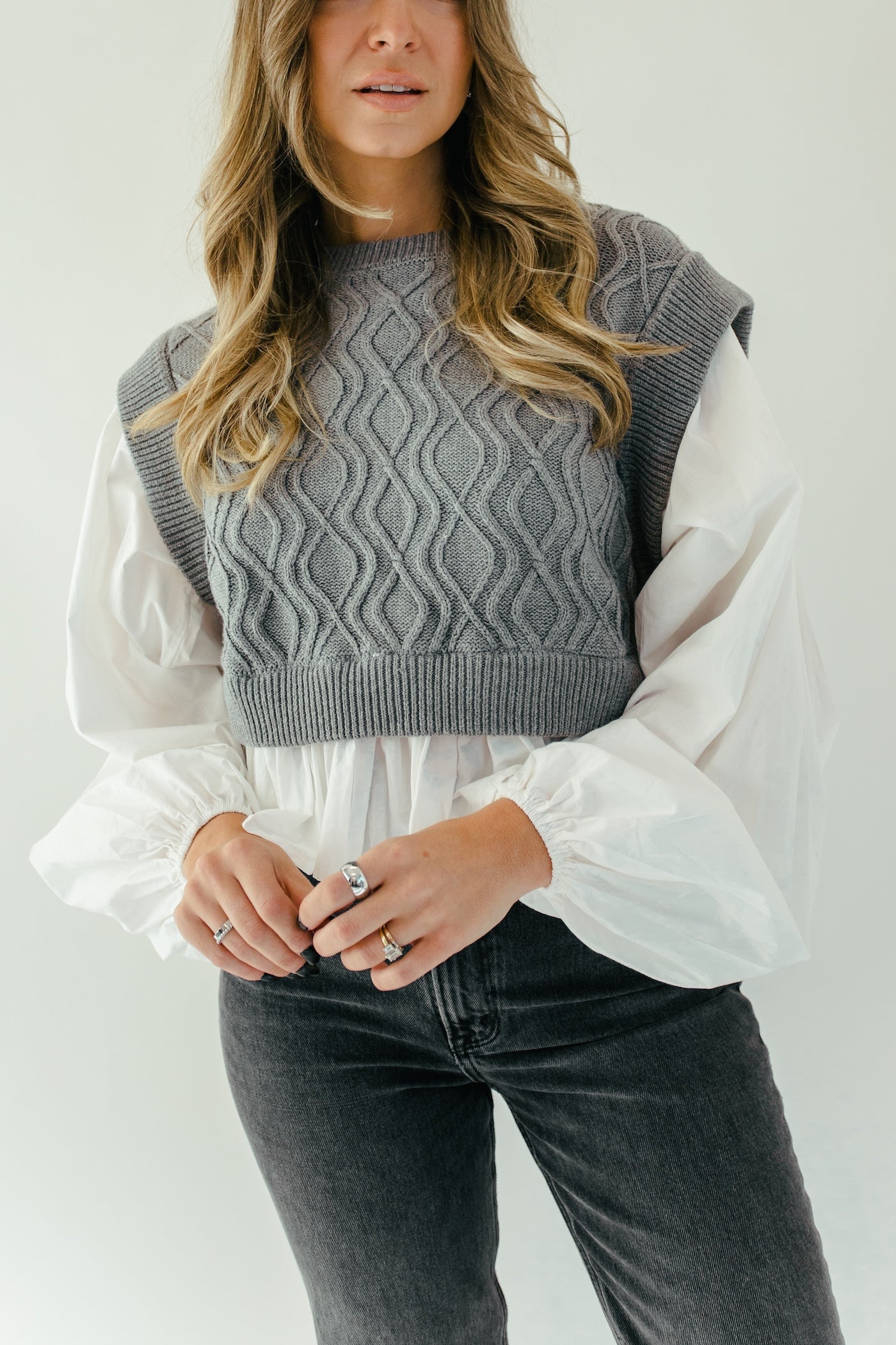 Kingston Blouse - White + Grey