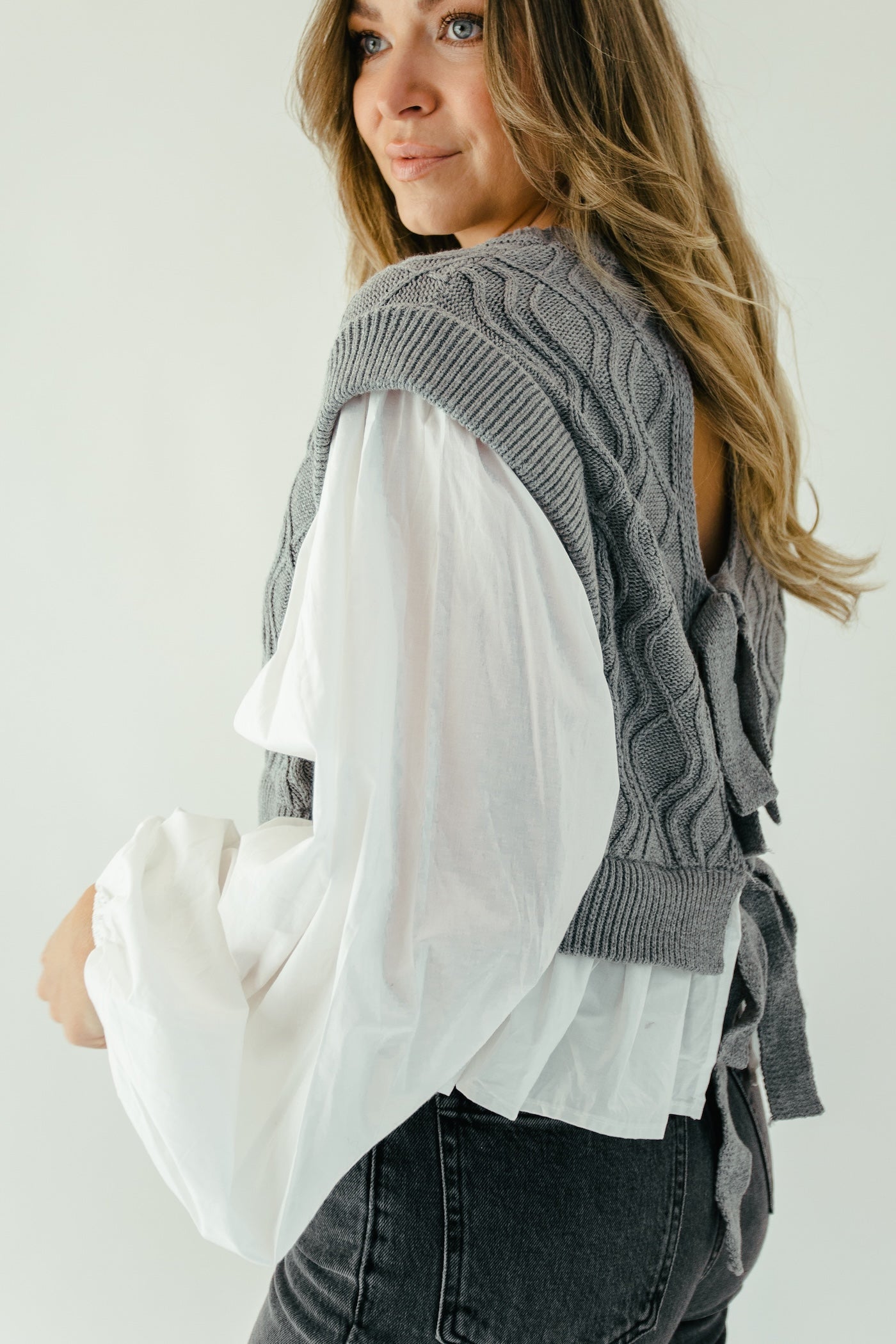 Kingston Blouse - White + Grey