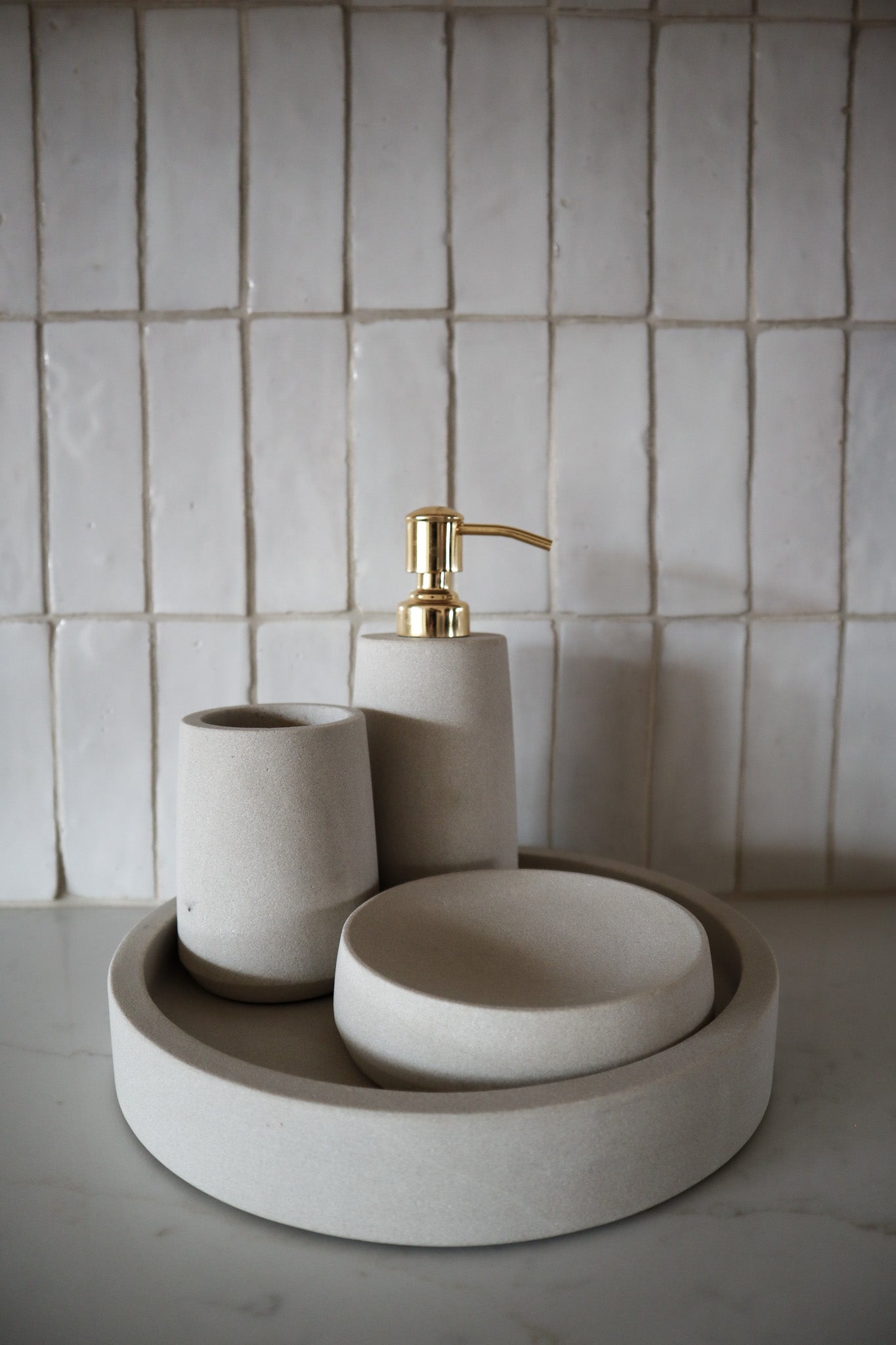 Sandstone Bath Accessories - Set of 4