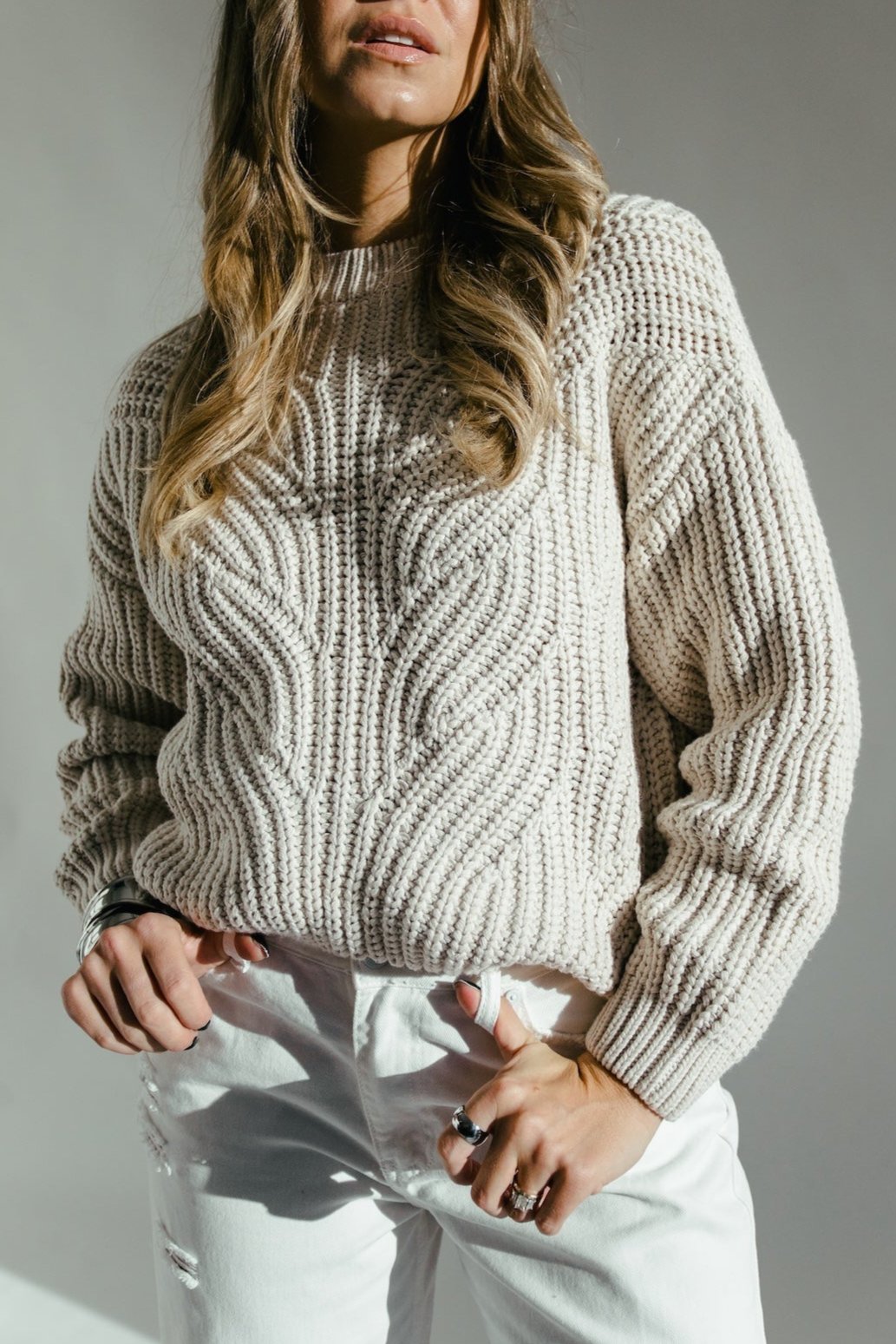 Lori Cable Knit Sweater - Oatmeal