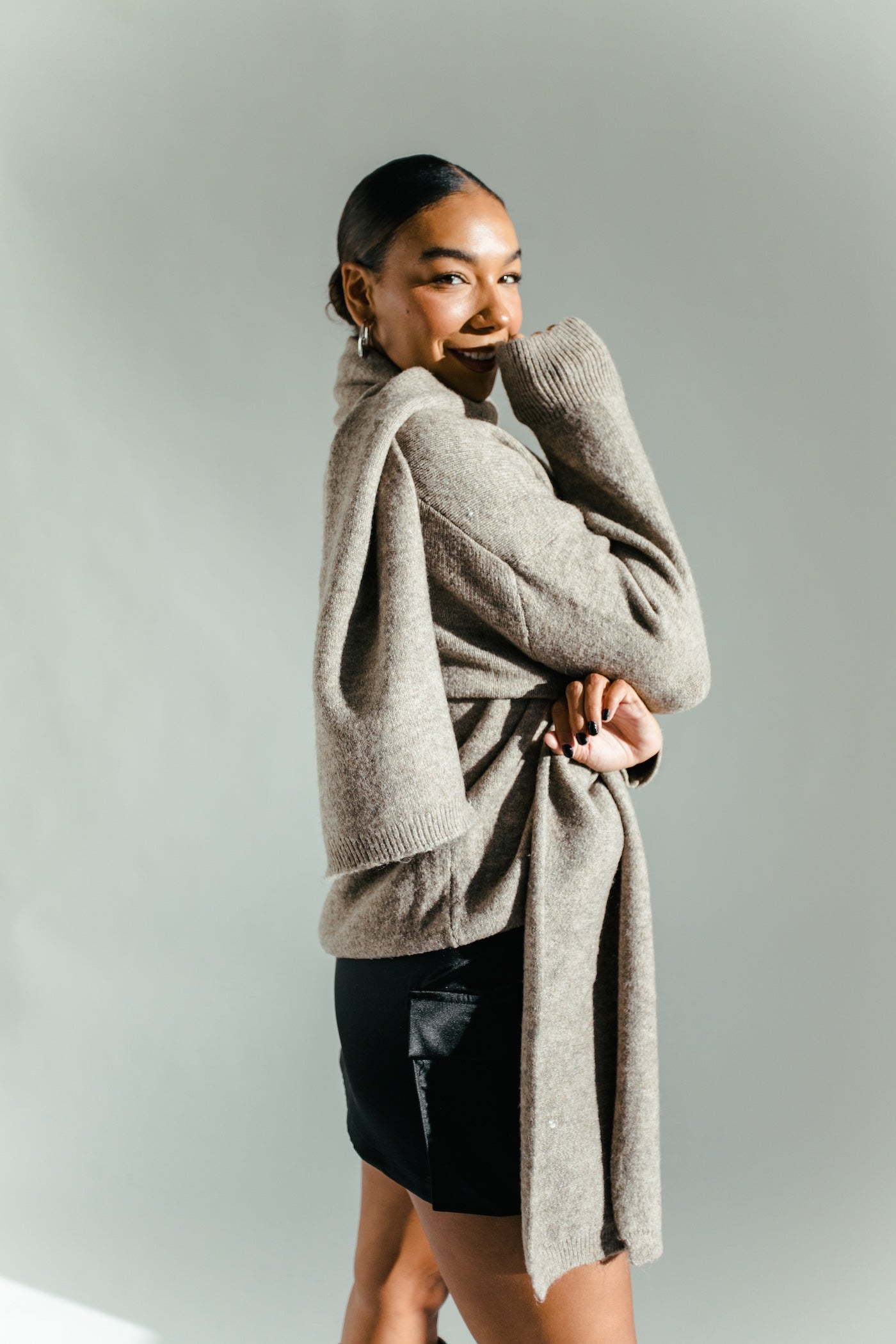 Jackie Sweater + Scarf Set - Taupe