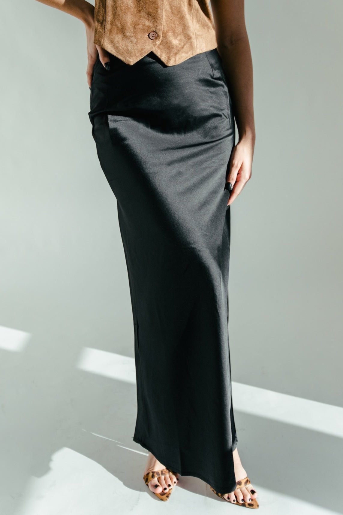 Silky Dreams Maxi Skirt - Black