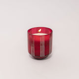 Striped Etched Glass Candle - Cranberry Currant