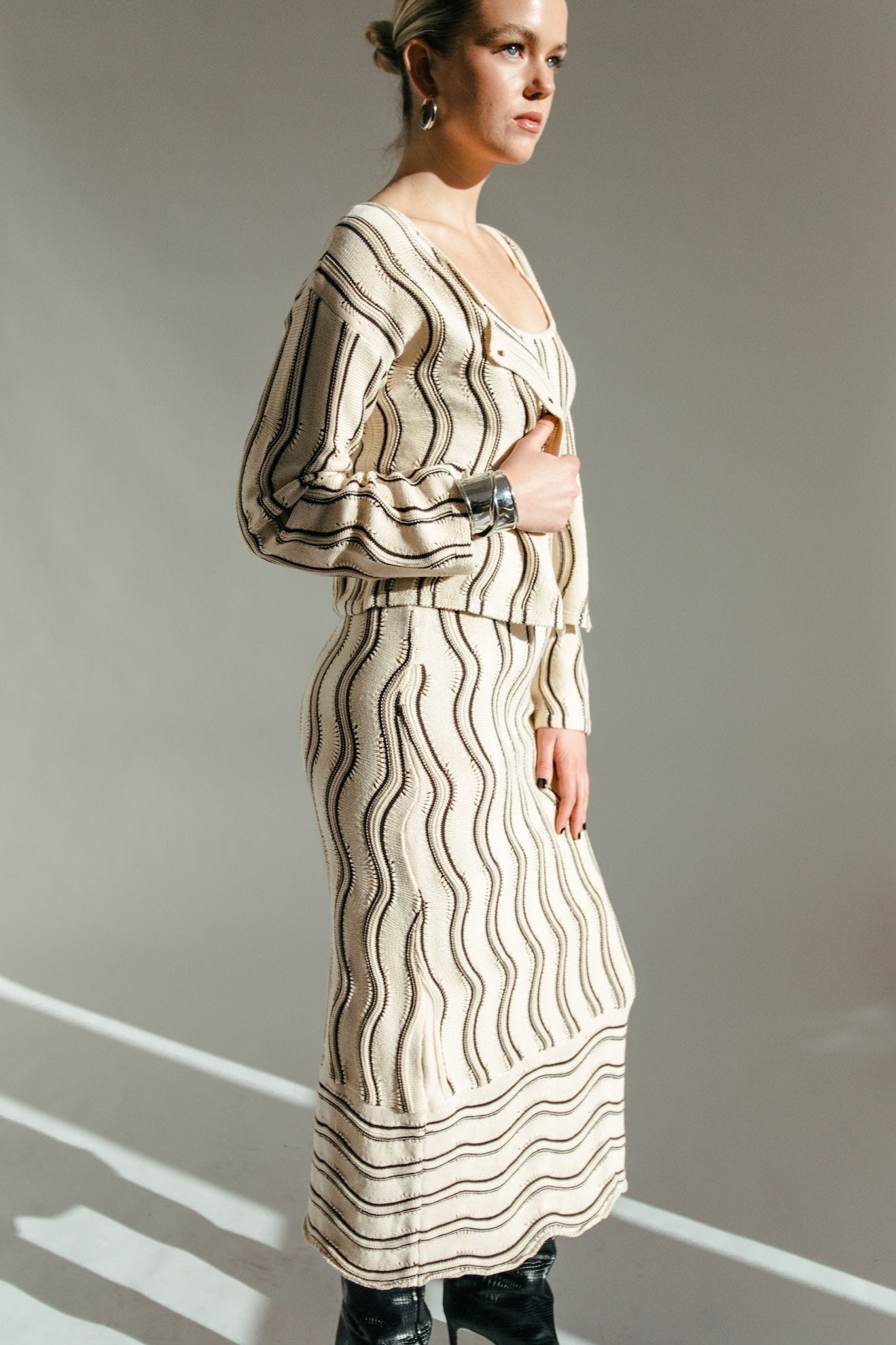 Emerie Maxi Dress + Cardigan Set - Beige