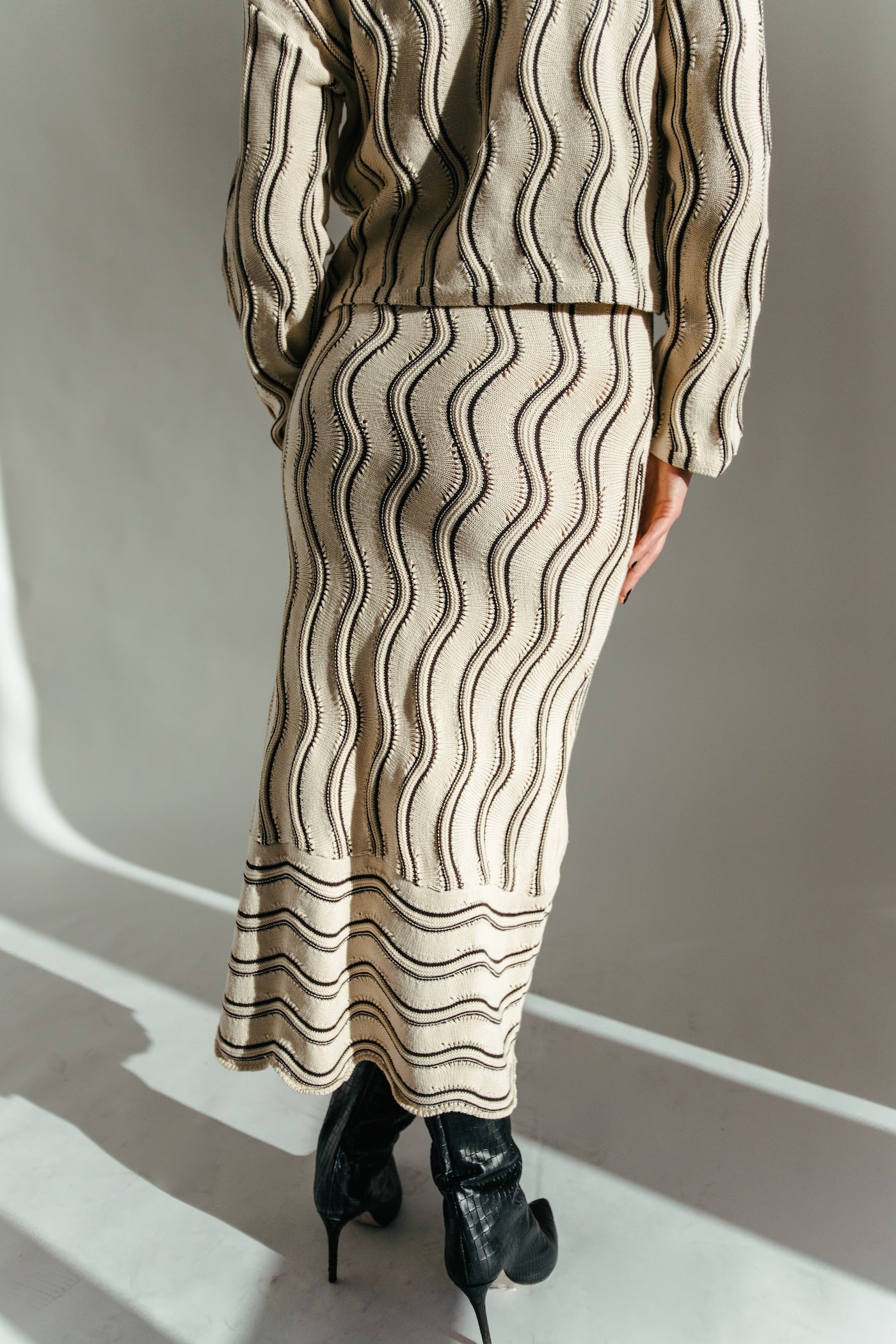 Emerie Maxi Dress + Cardigan Set - Beige