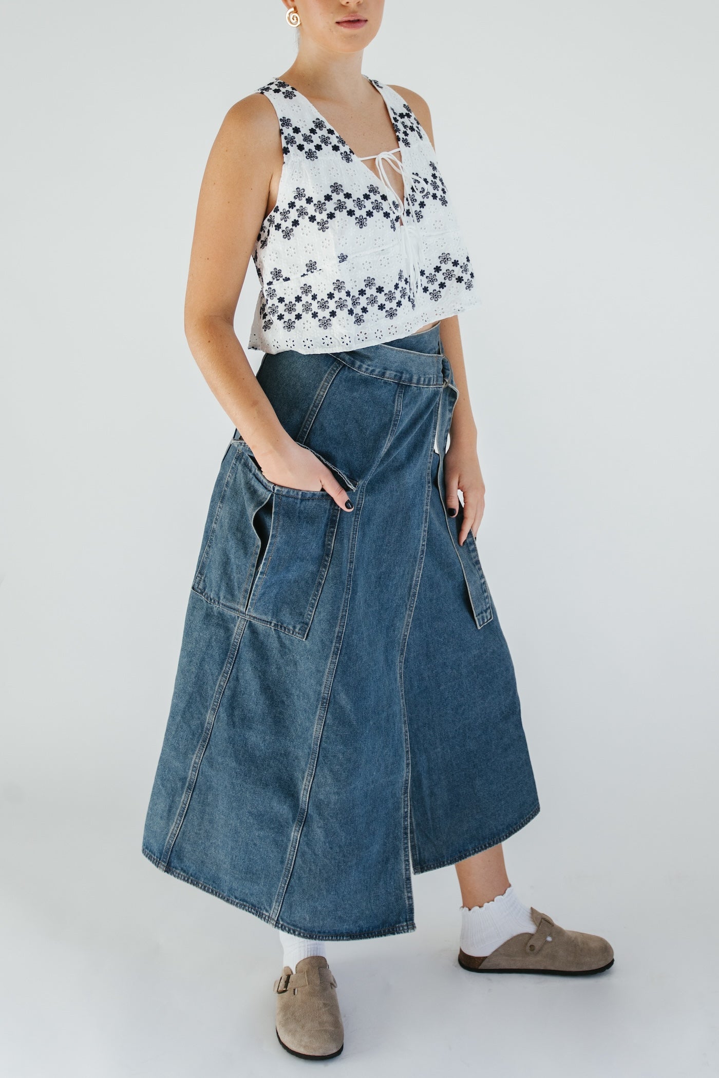 Splendid Cargo Wrap Skirt - Denim