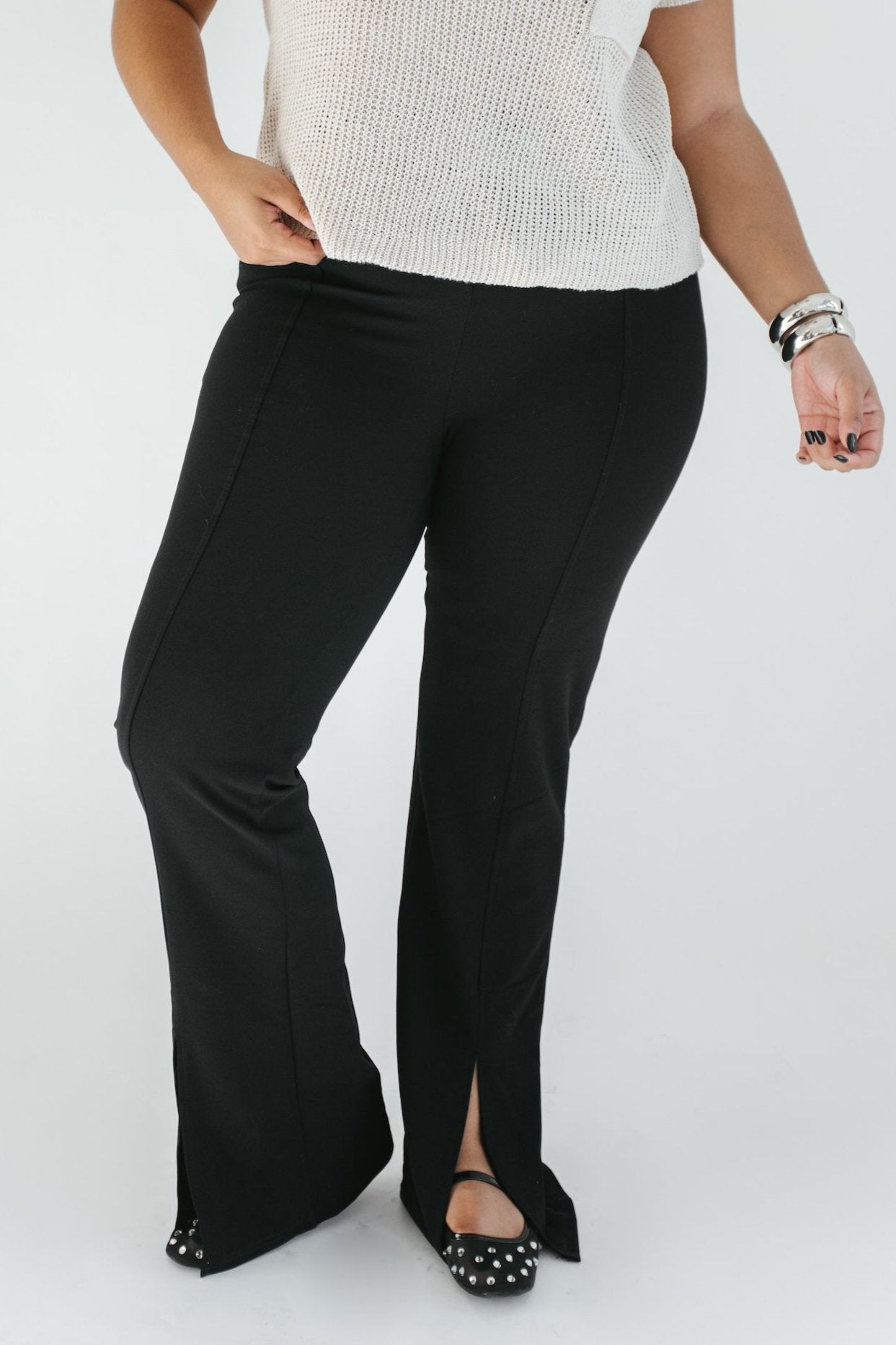 Sammy Slit Hem Pant - Black