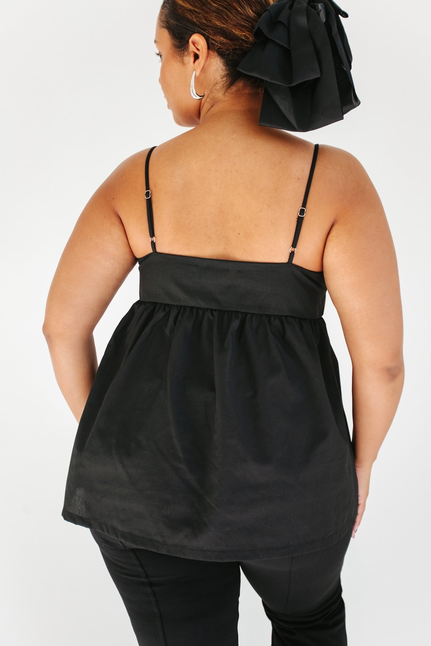 Diane Babydoll Tank Top - Black