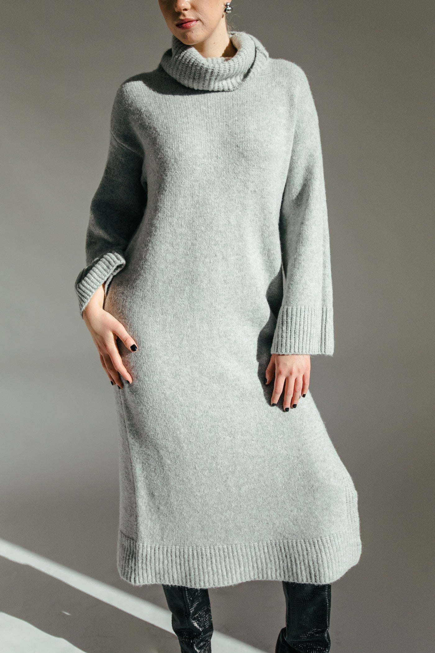 Dorothy Turtleneck Midi Dress - Grey