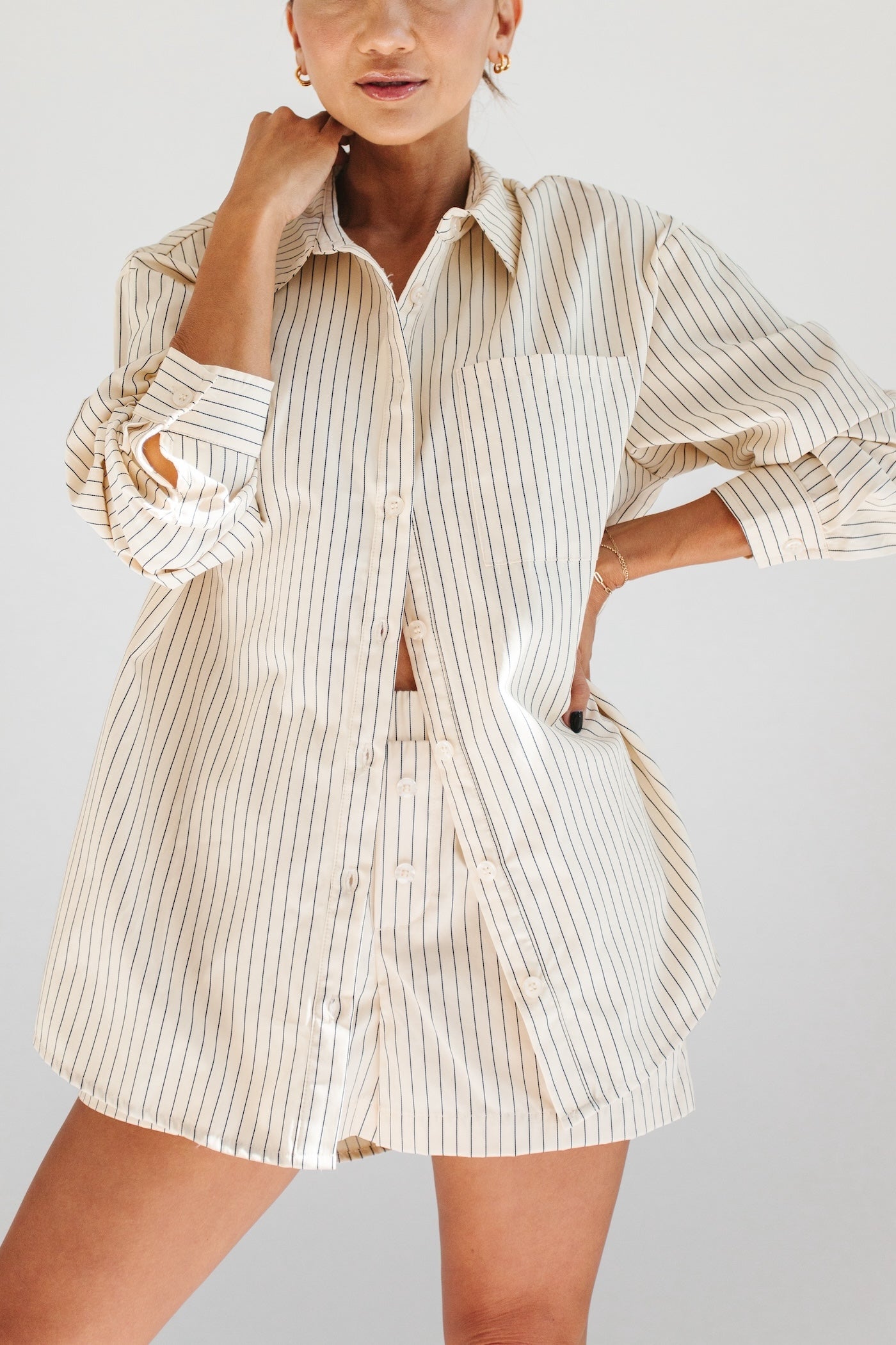 Better Days Striped Top + Short Set - Cream