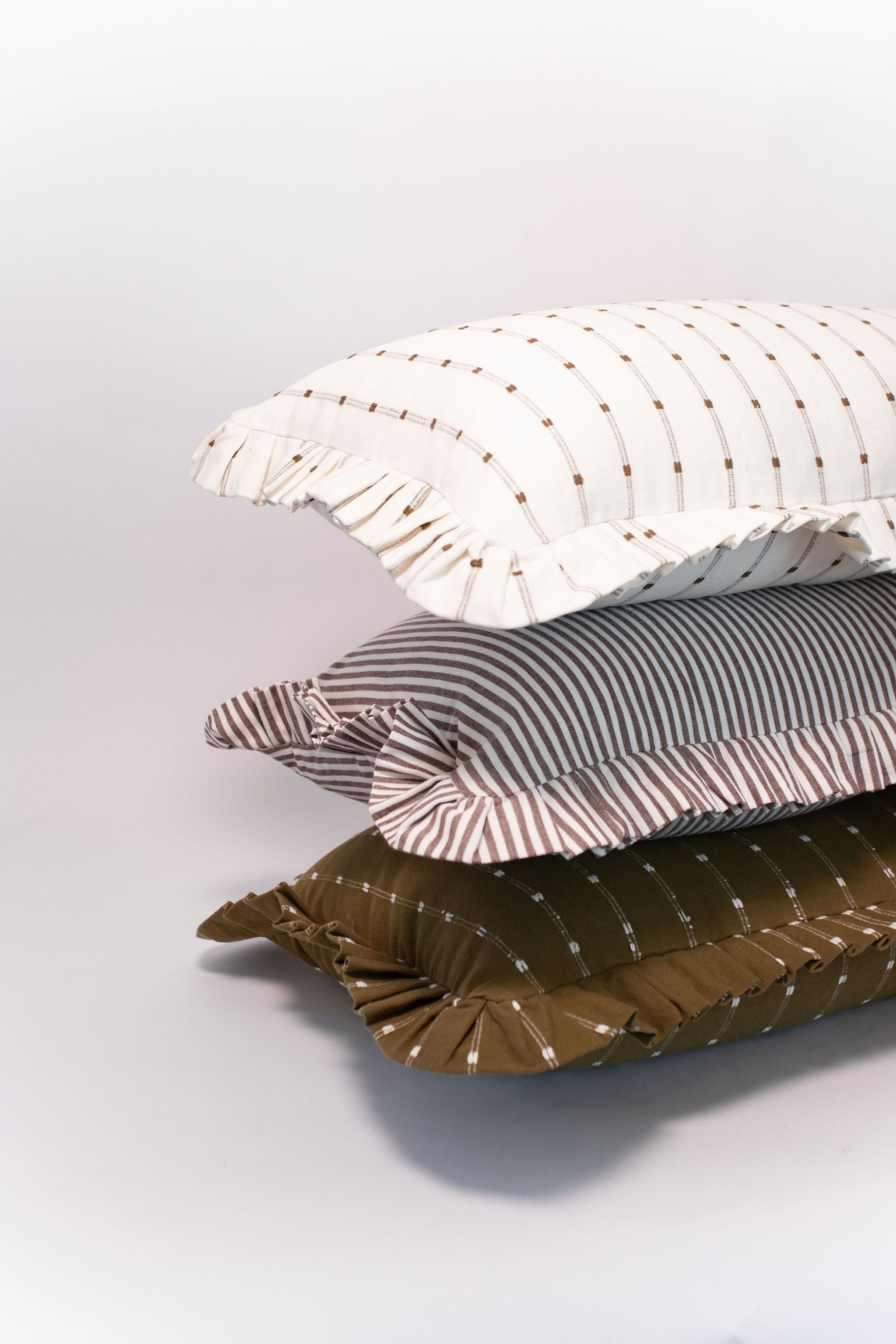 Oversized Ruffle Bolster Pillow - Dark Green - 18