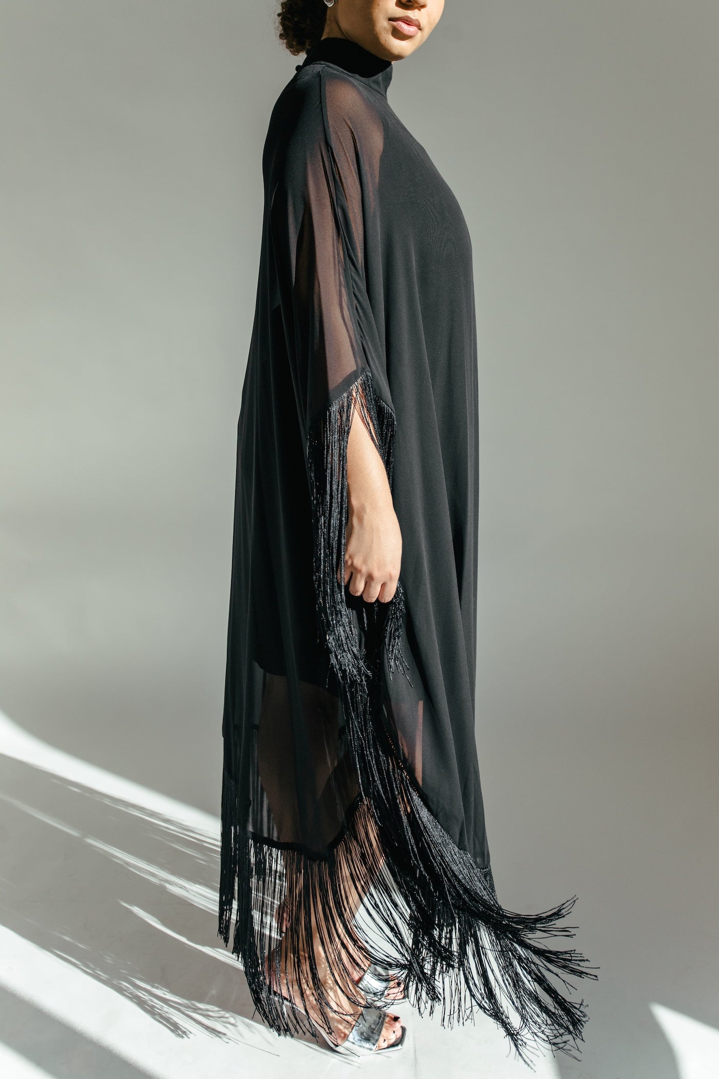 Twilight Fringe Maxi Dress - Black