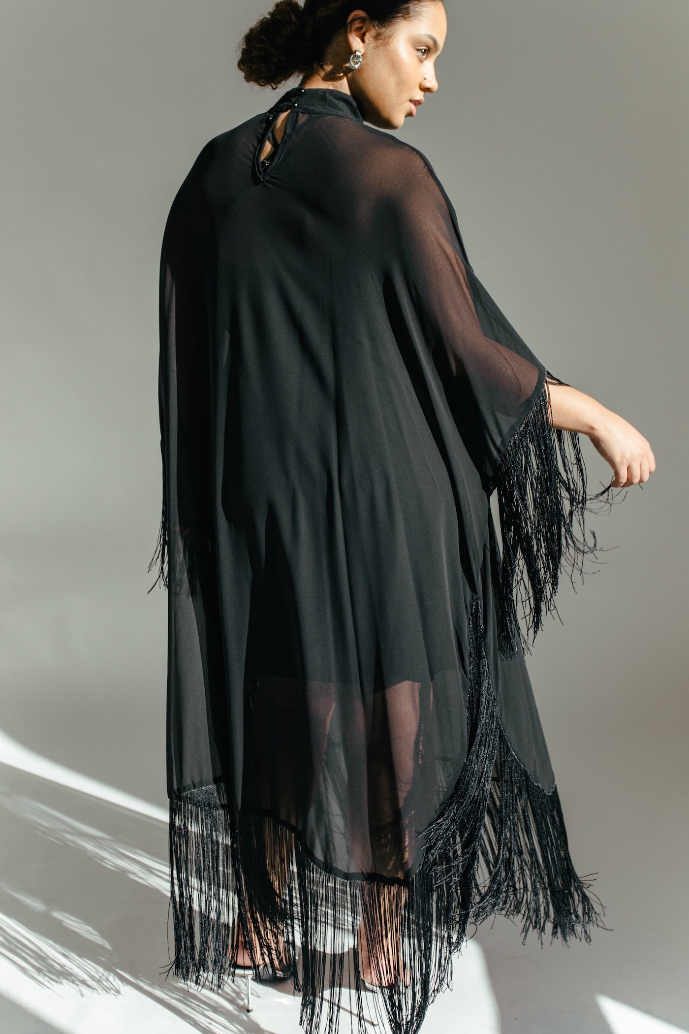 Twilight Fringe Maxi Dress - Black