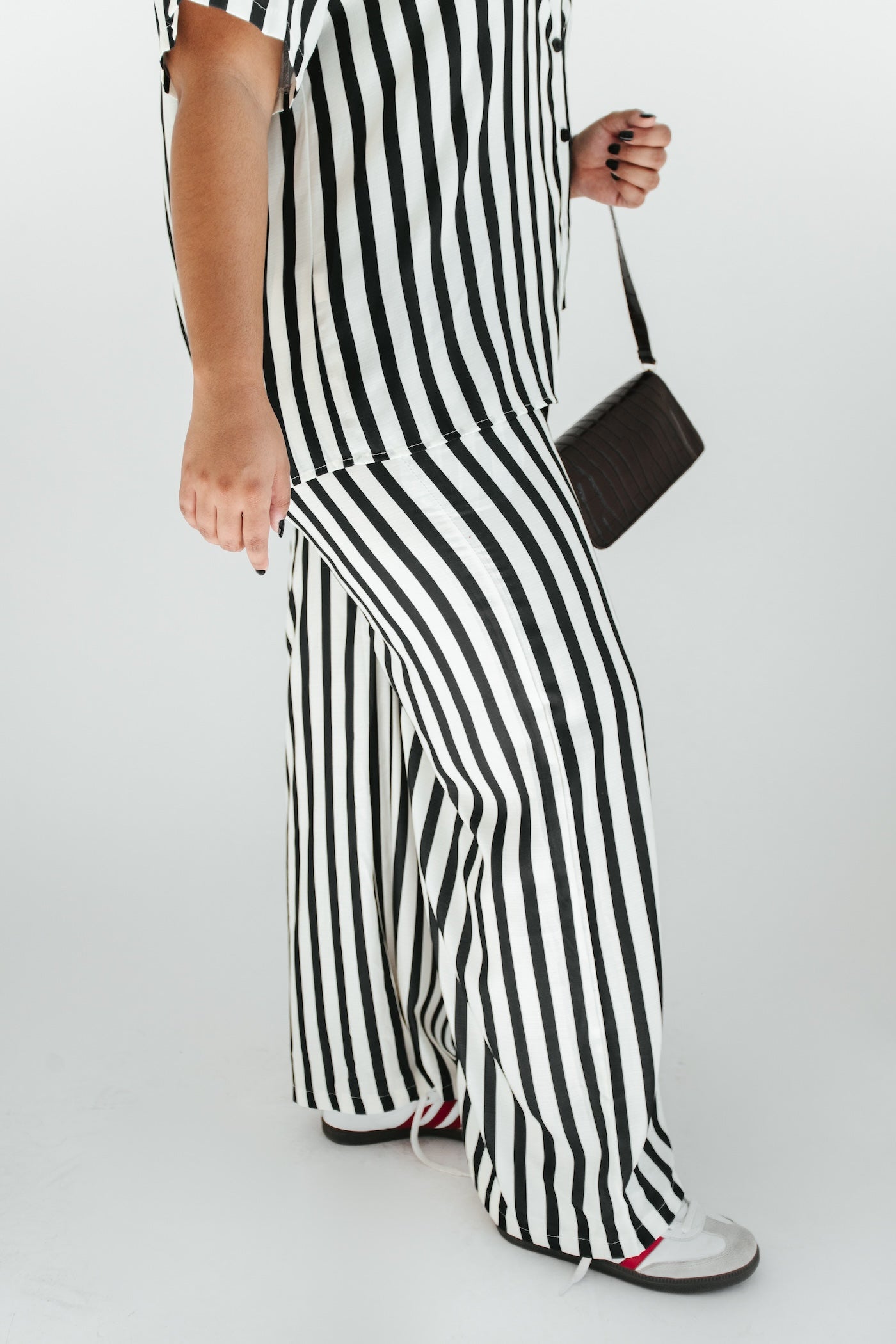 Reina Striped Top + Pant Set - Black + Cream