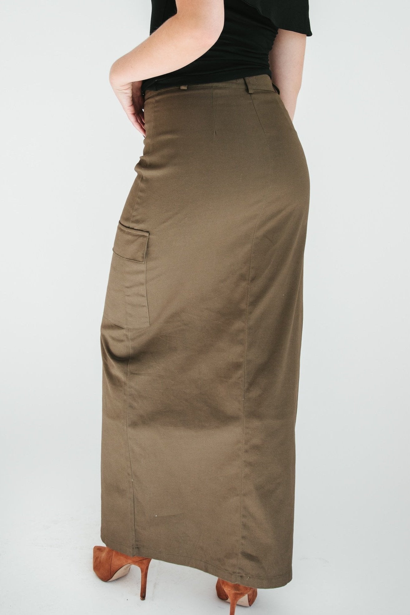 Nova Cargo Slit Skirt - Olive