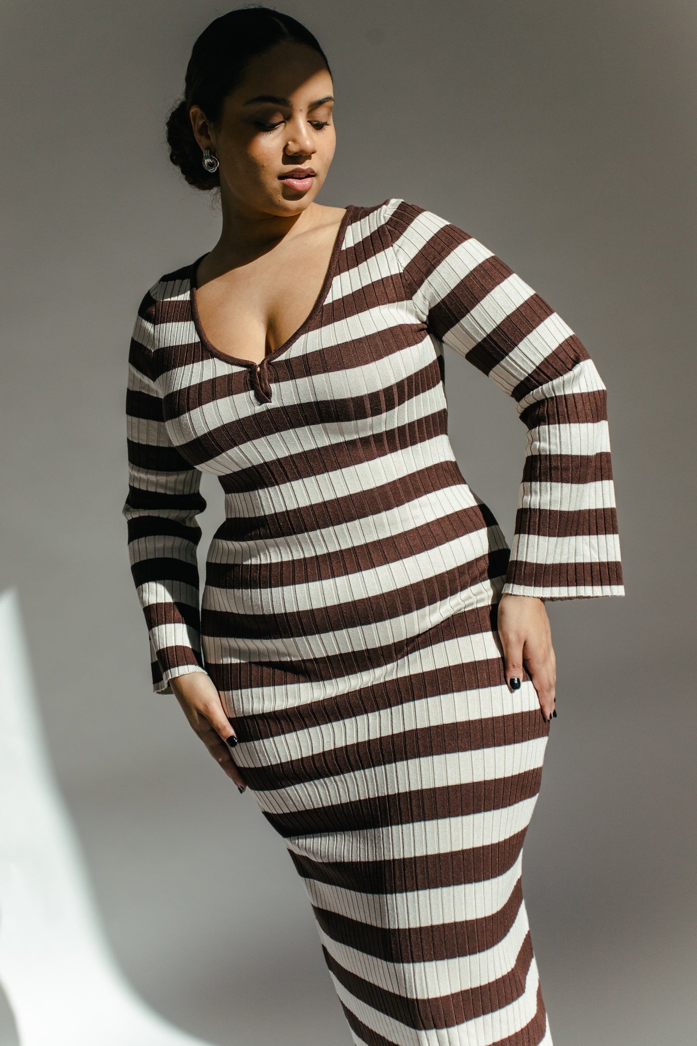 Cider Striped Maxi Dress - Brown + Beige