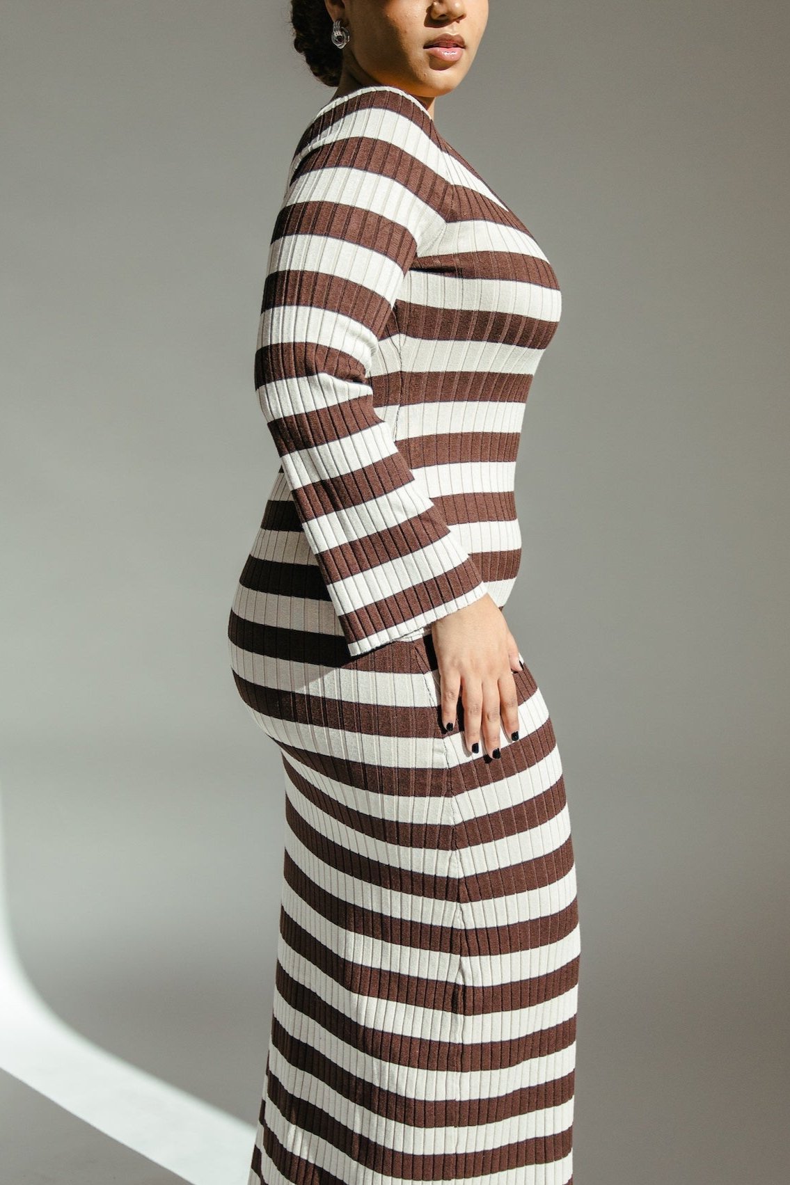 Cider Striped Maxi Dress - Brown + Beige