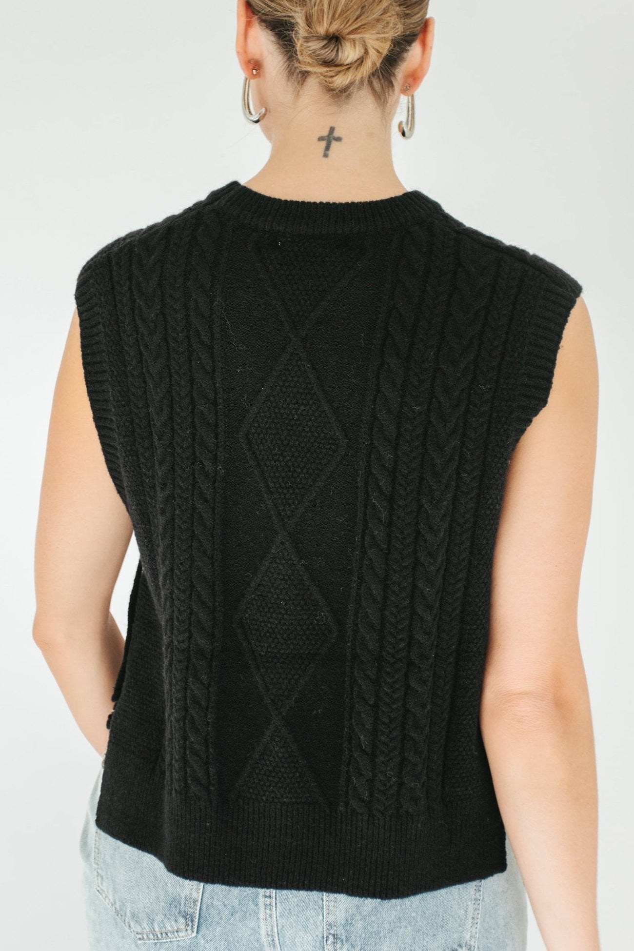 Edith Side Tie Sweater - Black