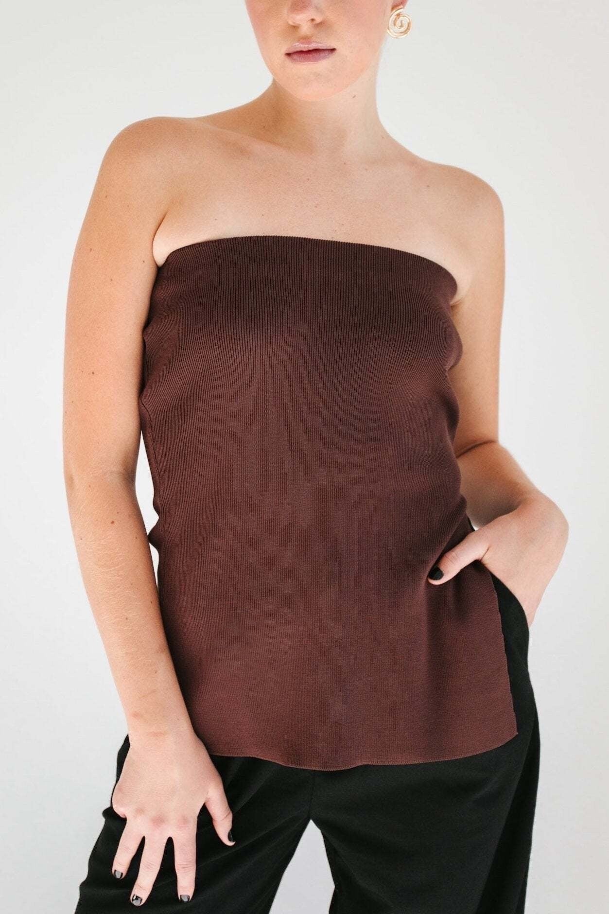 Easy Does It Strapless Top - Mocha