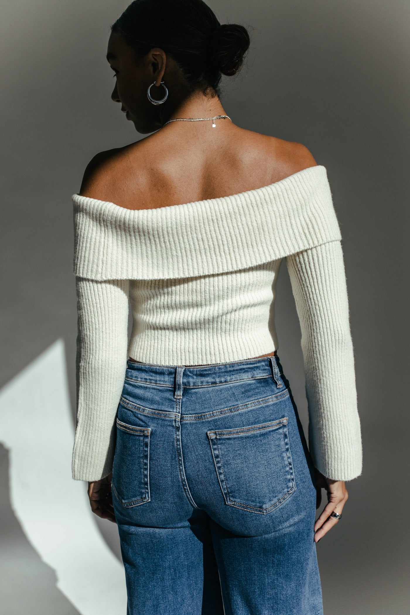 Stay Awhile Off The Shoulder Sweater - Cream