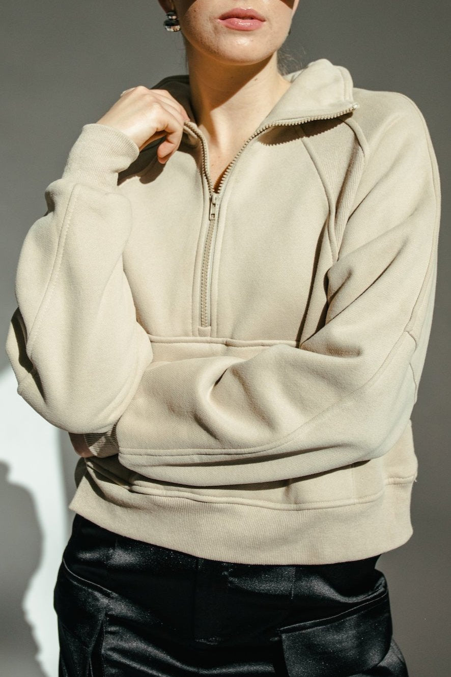 Gabriella Quarter Zip - Taupe