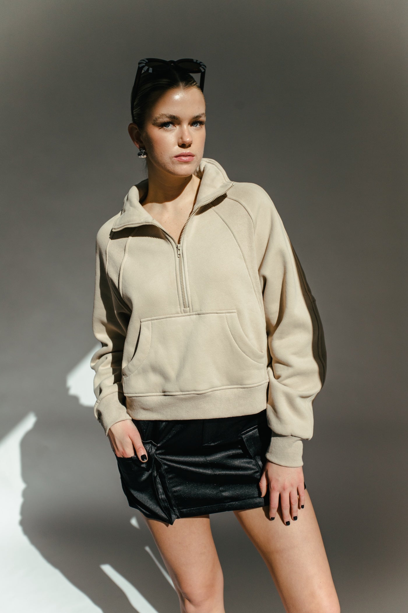 Gabriella Quarter Zip - Taupe