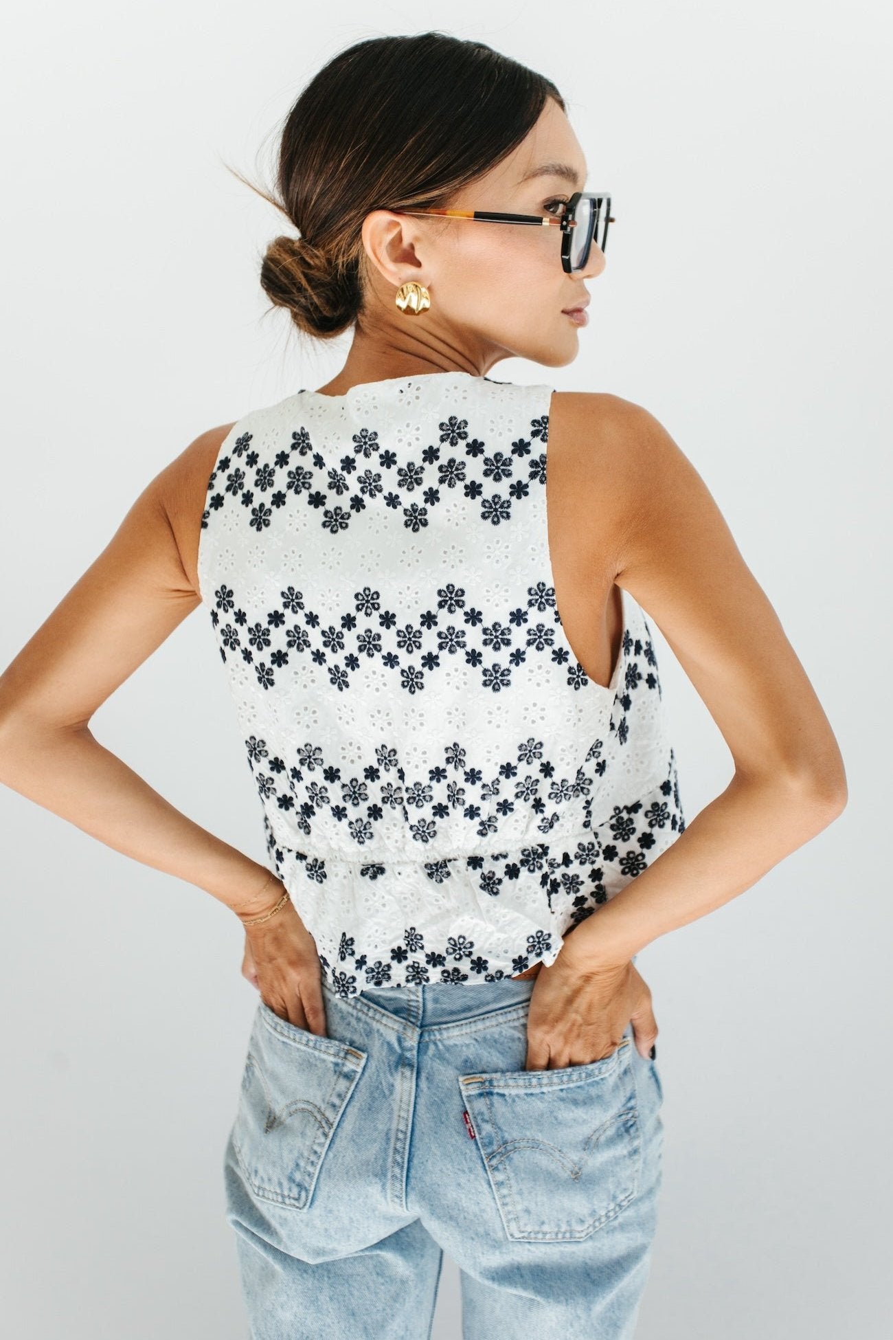 Follow Through Tank - White + Navy