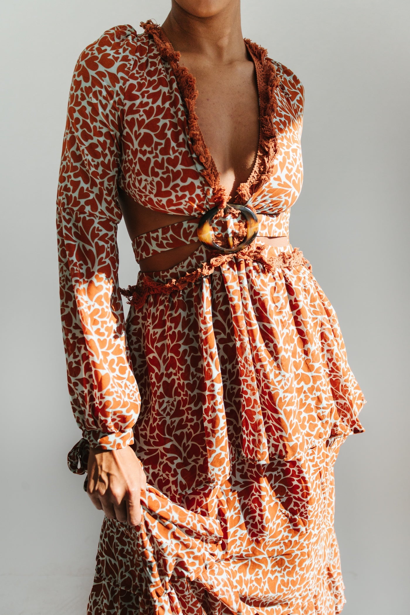 Elizabeth Printed Maxi Dress - Rust