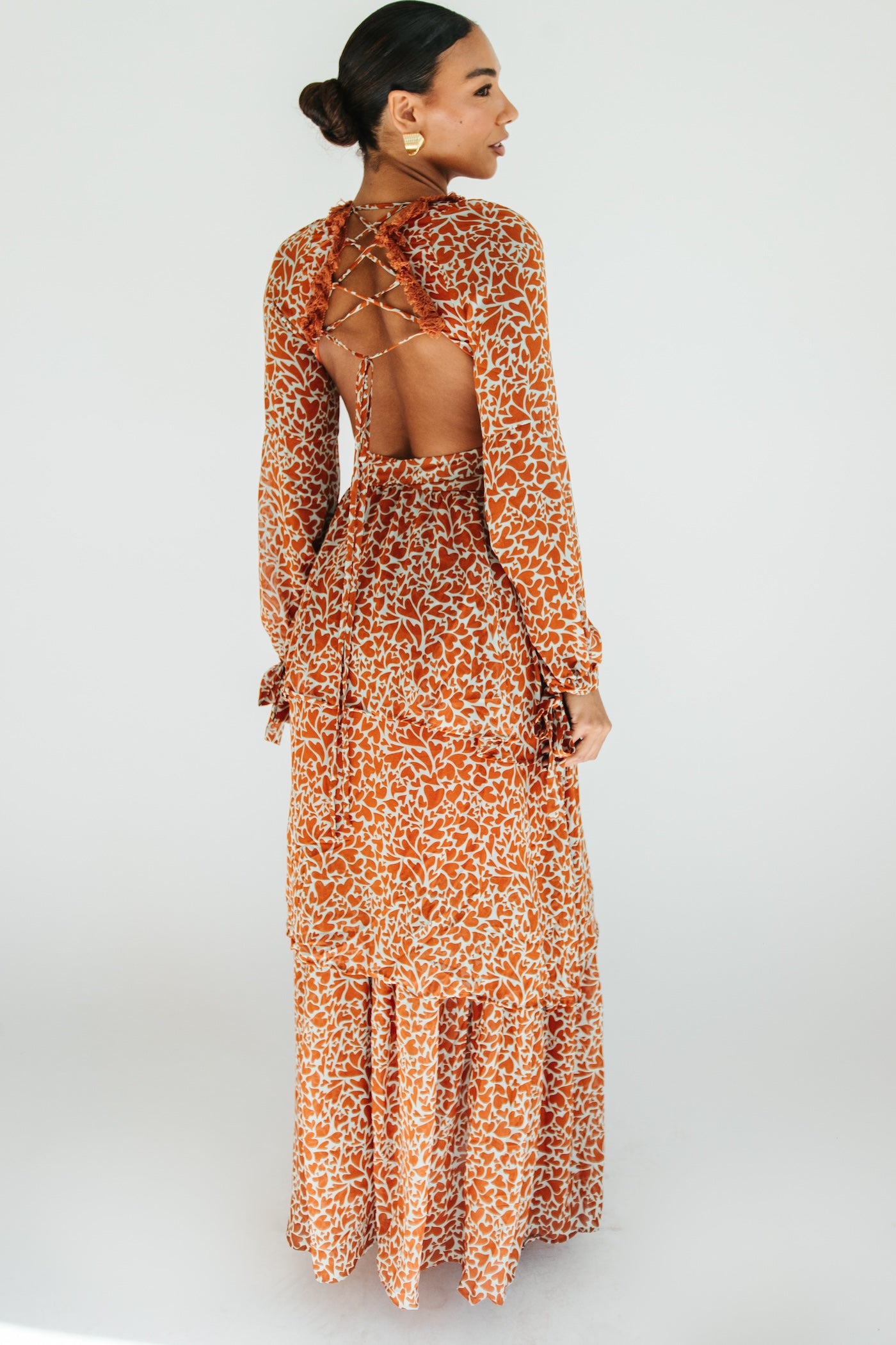 Elizabeth Printed Maxi Dress - Rust