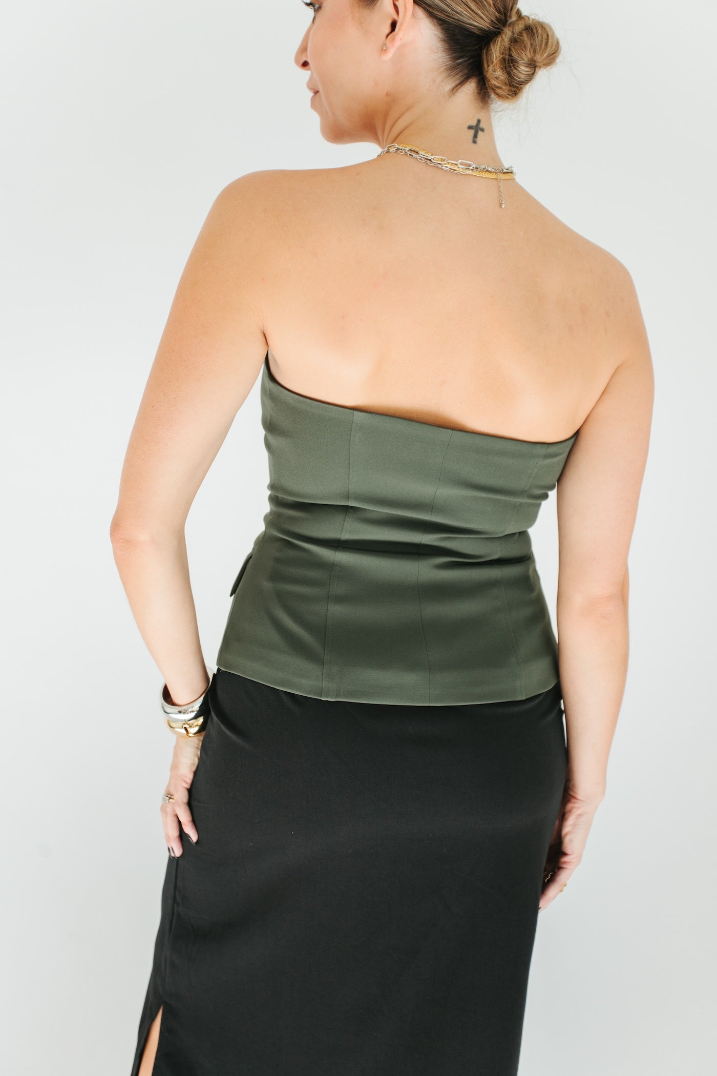 Free Fall Strapless Top - Olive