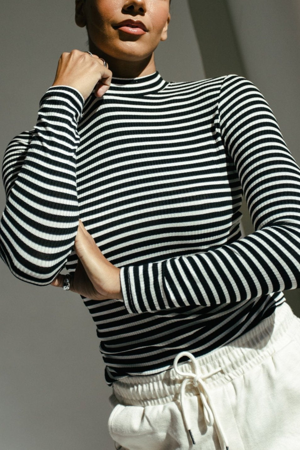 Days Like This Striped Long Sleeve - Black + White