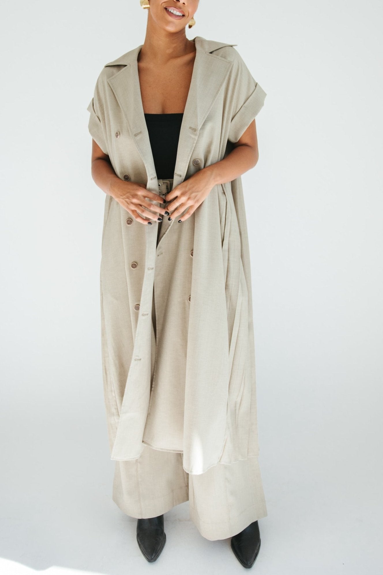 Falling For You Trench + Pant Set - Taupe